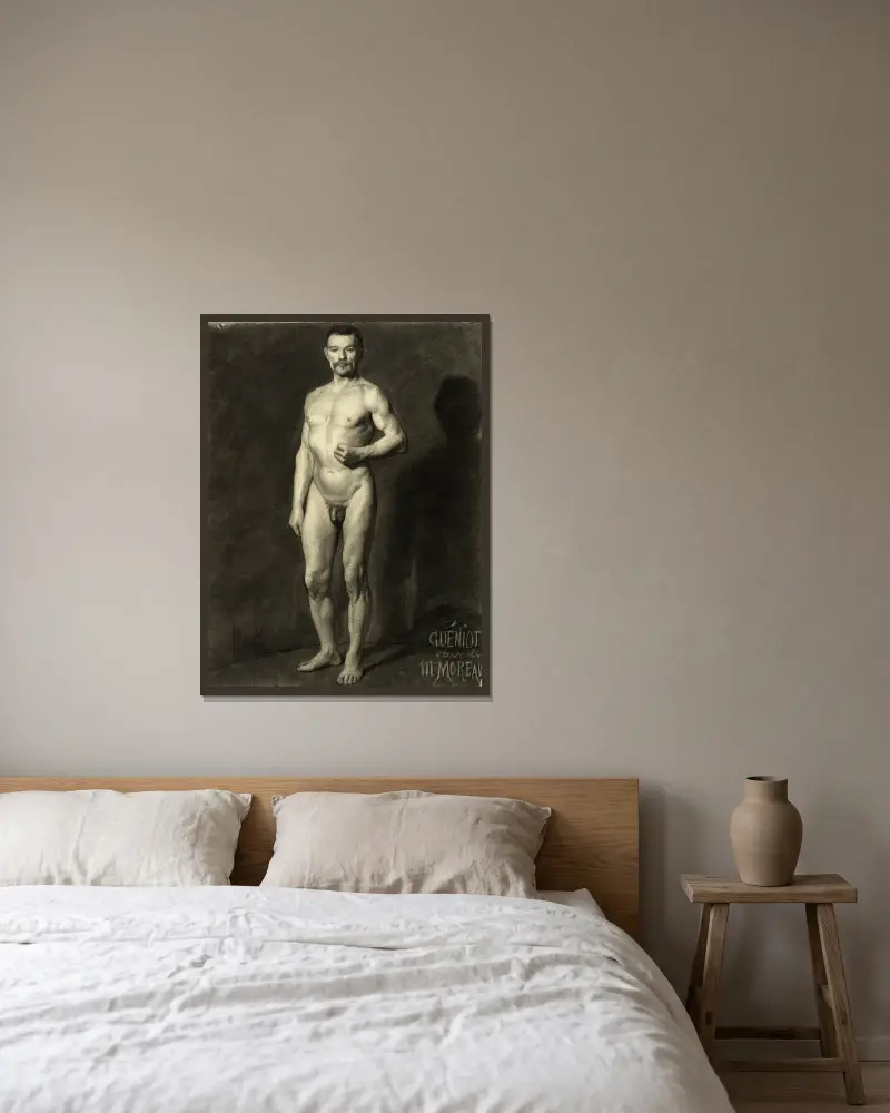 Académie d’homme debout av Arthur-Joseph Gueniot inramad på en vägg