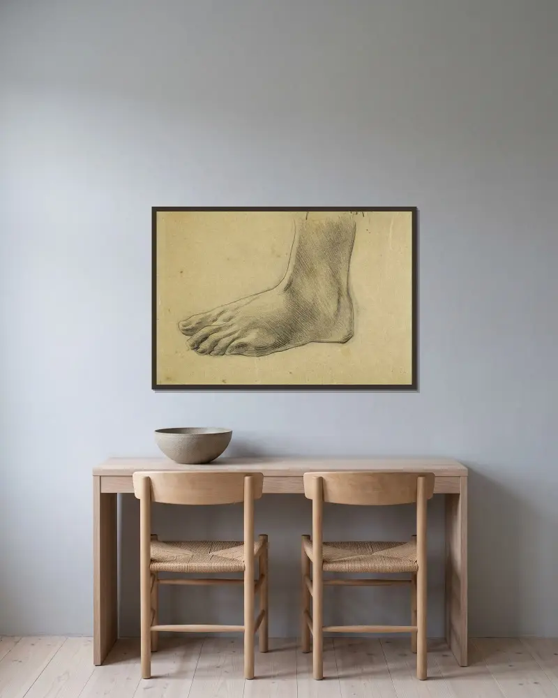 Anatomisk studie. Vänster fot, plant av Arthur-Joseph Gueniot inramad på en vägg