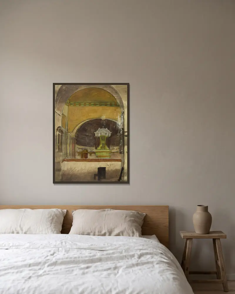 Kircheninterieur (Assisi) von Arthur-Joseph Gueniot gerahmt an einer Wand
