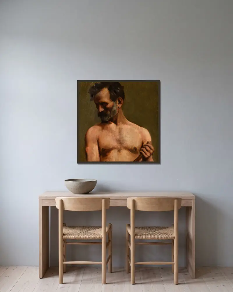 Le Faucheur av Arthur-Joseph Gueniot inramad på en vägg
