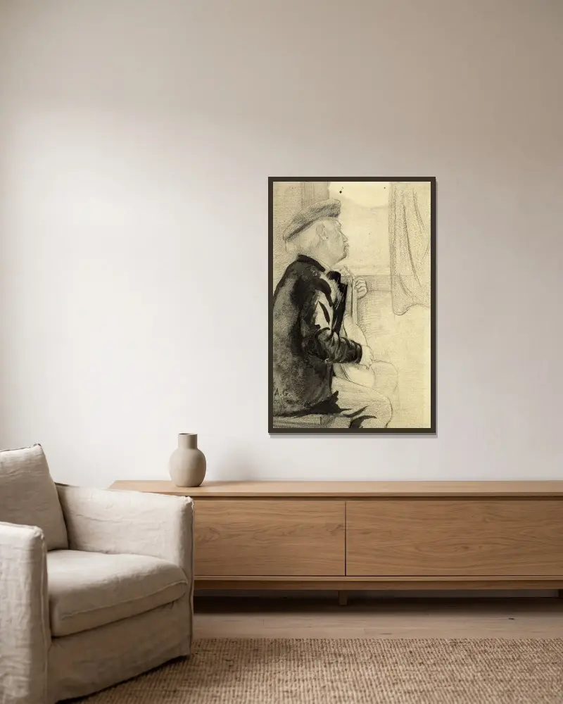 Der Gitarrist von Arthur-Joseph Gueniot gerahmt an einer Wand