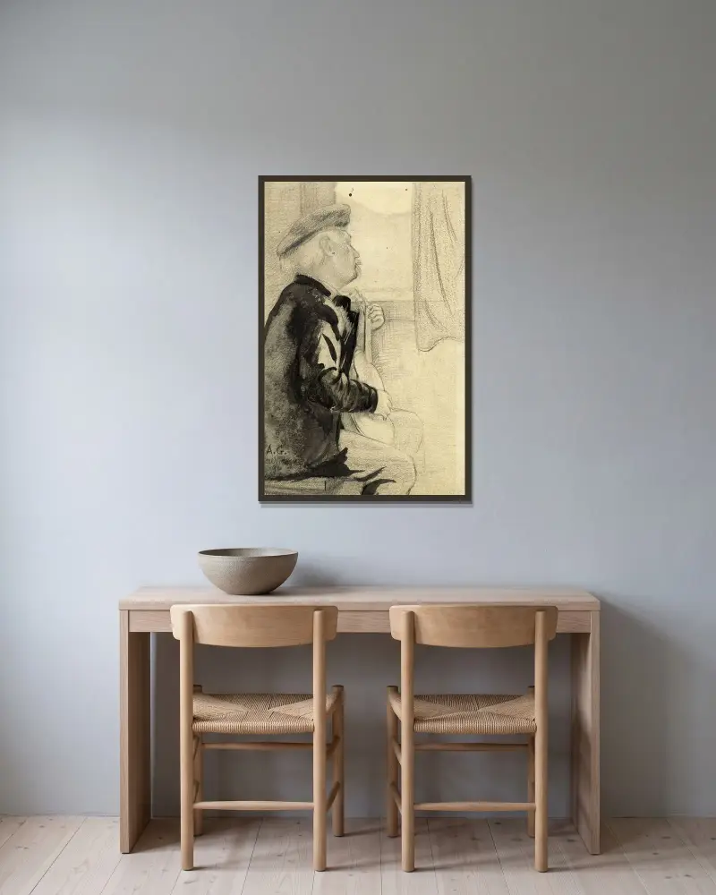 Der Gitarrist von Arthur-Joseph Gueniot gerahmt an einer Wand