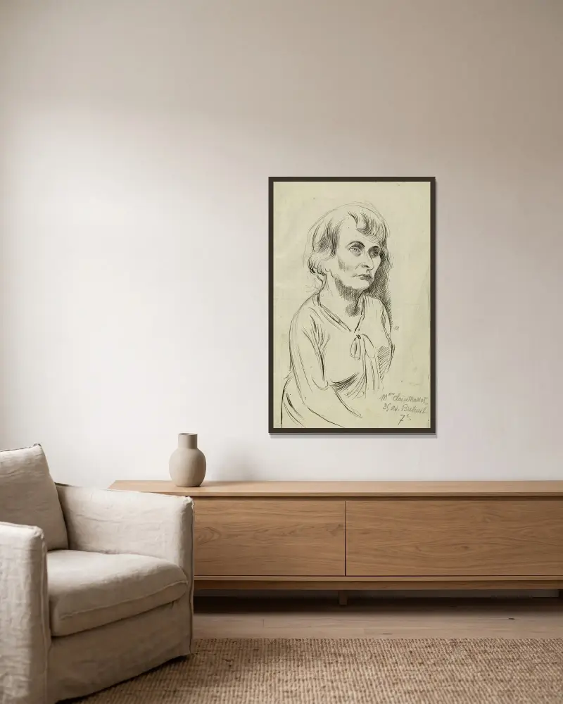 Porträtt av Madame Claire Massot av Arthur-Joseph Gueniot inramad på en vägg