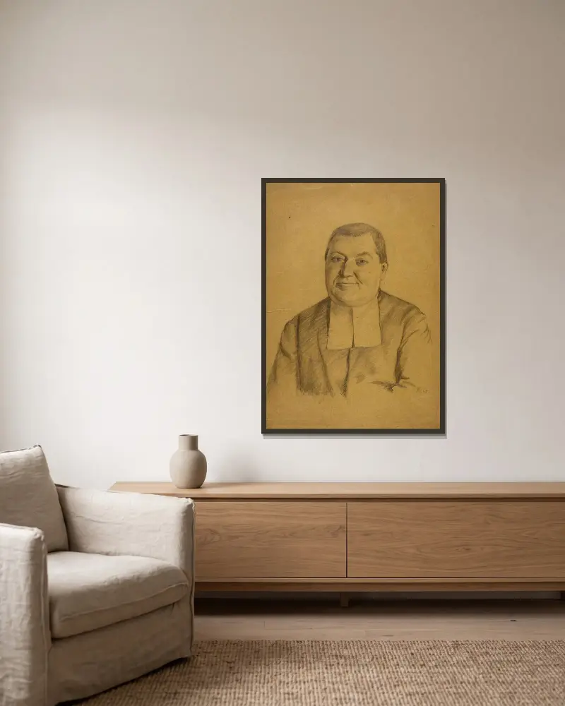Porträt eines Abbé von Arthur-Joseph Gueniot gerahmt an einer Wand