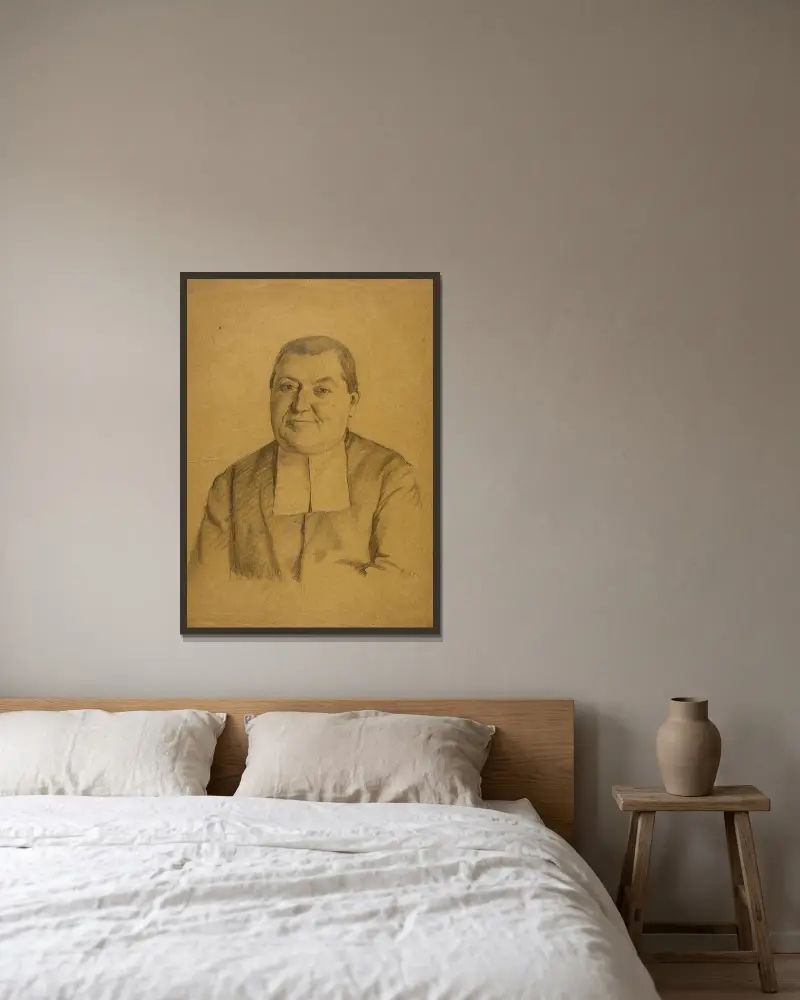 Porträt eines Abbé von Arthur-Joseph Gueniot gerahmt an einer Wand