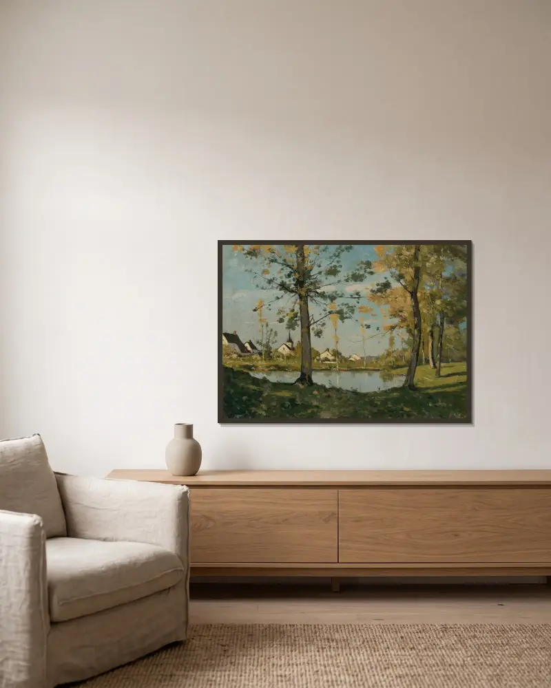 Höst vid Saint-Privé av Henri-Joseph Harpignies inramad på en vägg