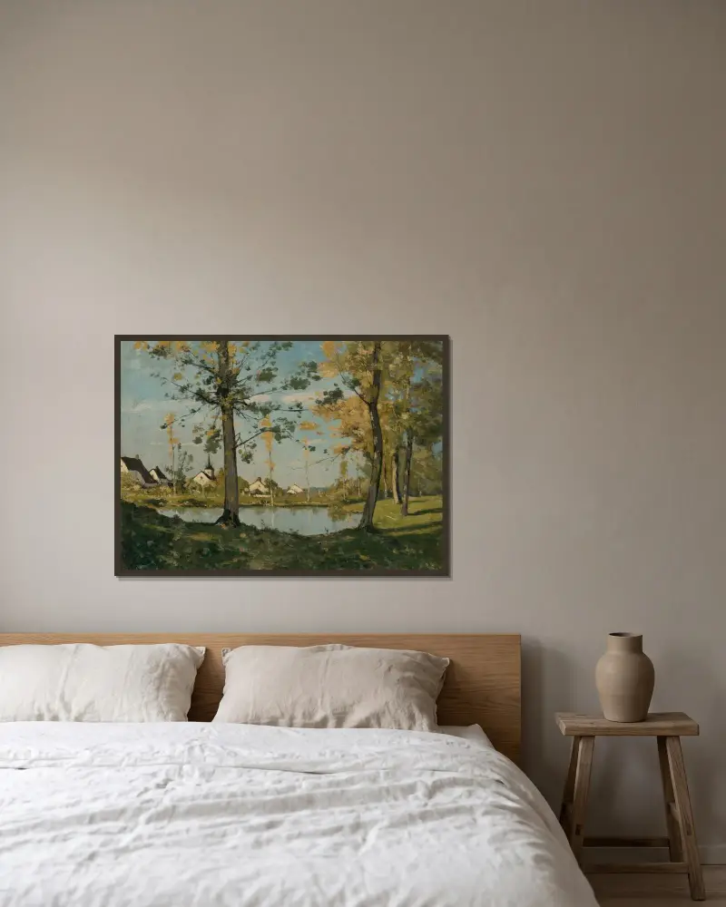 Höst vid Saint-Privé av Henri-Joseph Harpignies inramad på en vägg