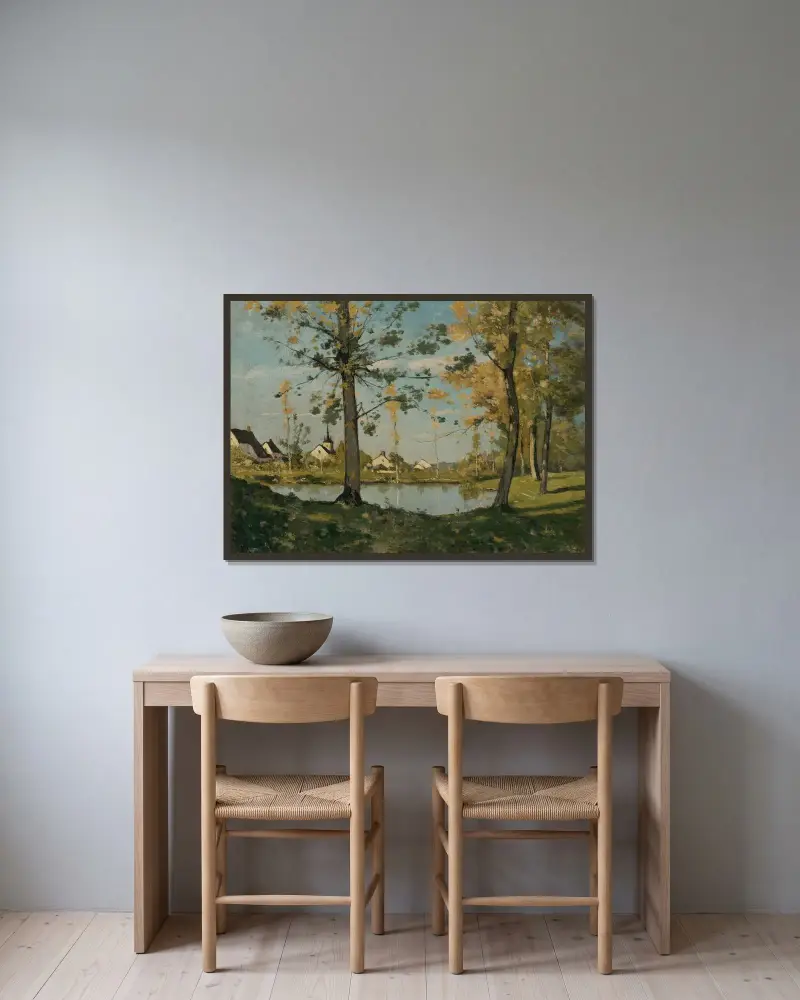 Höst vid Saint-Privé av Henri-Joseph Harpignies inramad på en vägg
