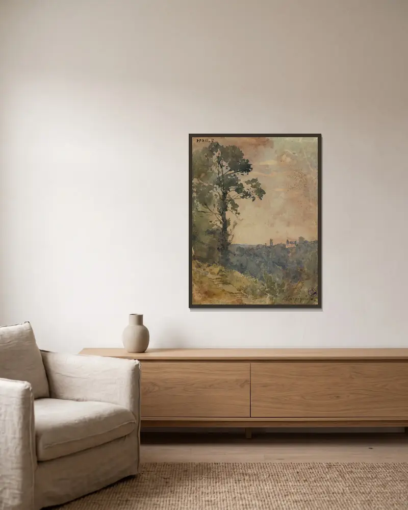 Baumstudie von Henri-Joseph Harpignies gerahmt an einer Wand