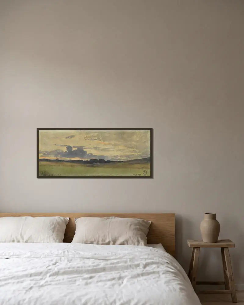 Studie av himmel av Henri-Joseph Harpignies inramad på en vägg