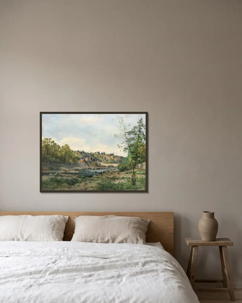 Hérisson av Henri-Joseph Harpignies inramad på en vägg