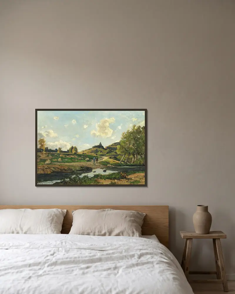 La Chapelle Sainte Étienne av Henri-Joseph Harpignies inramad på en vägg