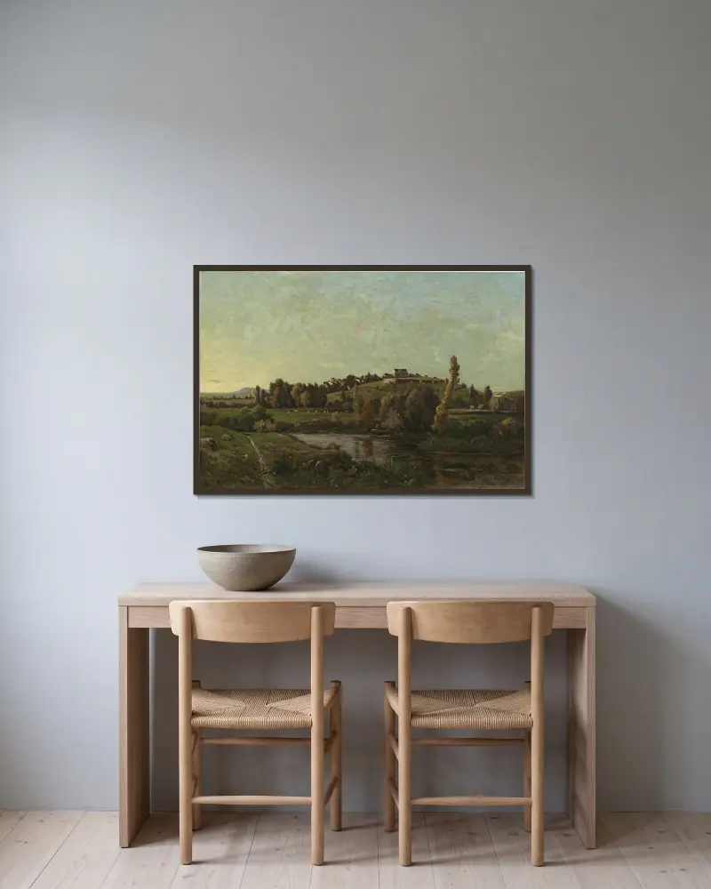 Landskap i Auvergne av Henri-Joseph Harpignies inramad på en vägg