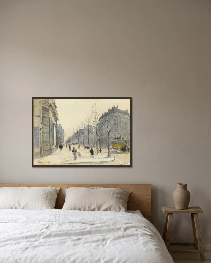 Le boulevard Saint-Germain à Paris av Henri-Joseph Harpignies inramad på en vägg