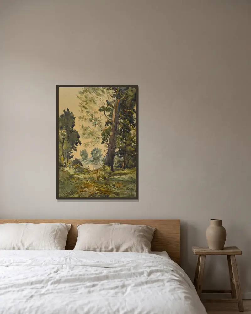 Landschaft – Nr. 1 von Henri-Joseph Harpignies gerahmt an einer Wand