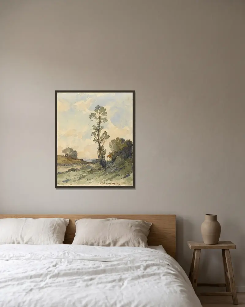 Paysage av Henri-Joseph Harpignies inramad på en vägg