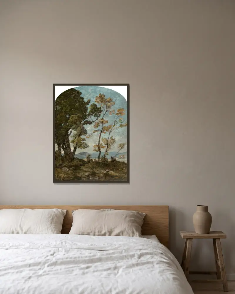 Landskap från södern av Henri-Joseph Harpignies inramad på en vägg