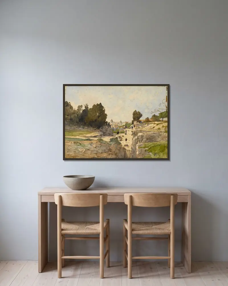 Rom sett från Palatinen av Henri-Joseph Harpignies inramad på en vägg