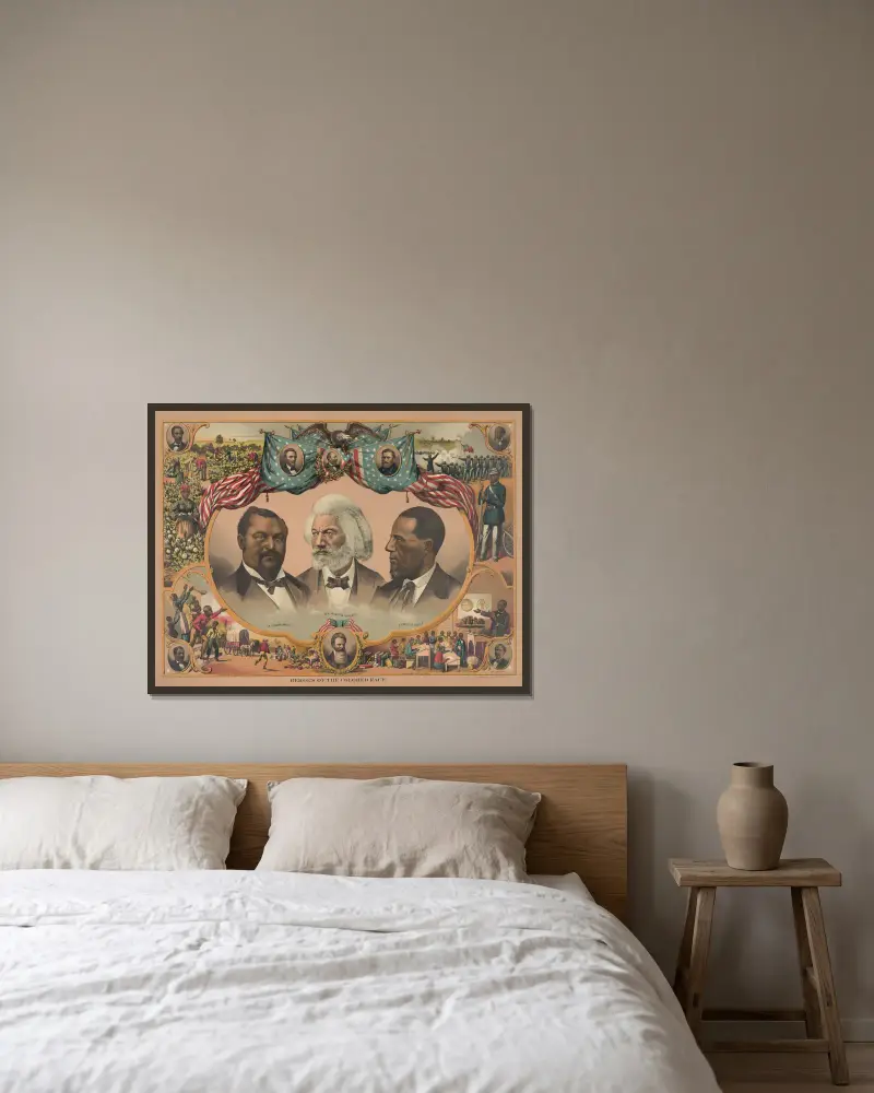 Heroes of the colored race av Joseph Hoover inramad på en vägg