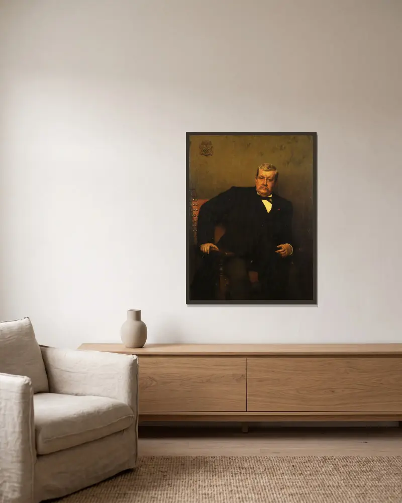Portrait of Count Oswald de Kerchove de Denterghem av Jules Joseph Lefebvre inramad på en vägg