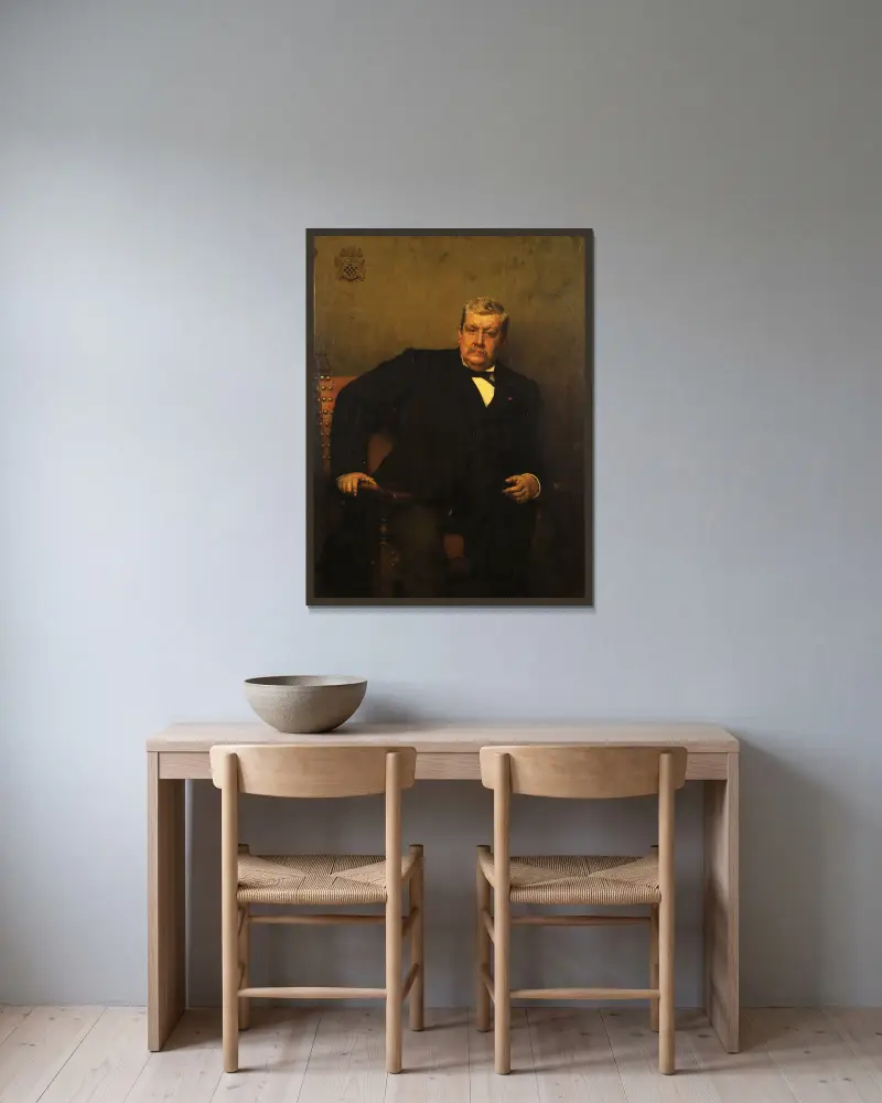 Portrait of Count Oswald de Kerchove de Denterghem av Jules Joseph Lefebvre inramad på en vägg