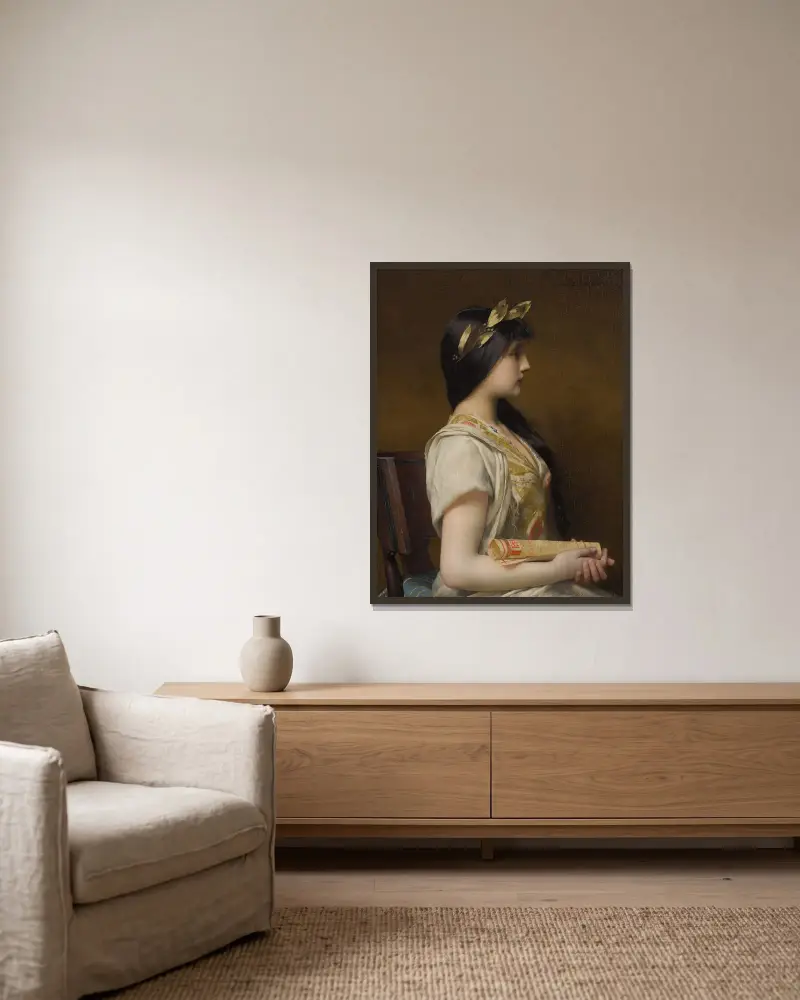 Sappho von Jules Joseph Lefebvre gerahmt an einer Wand