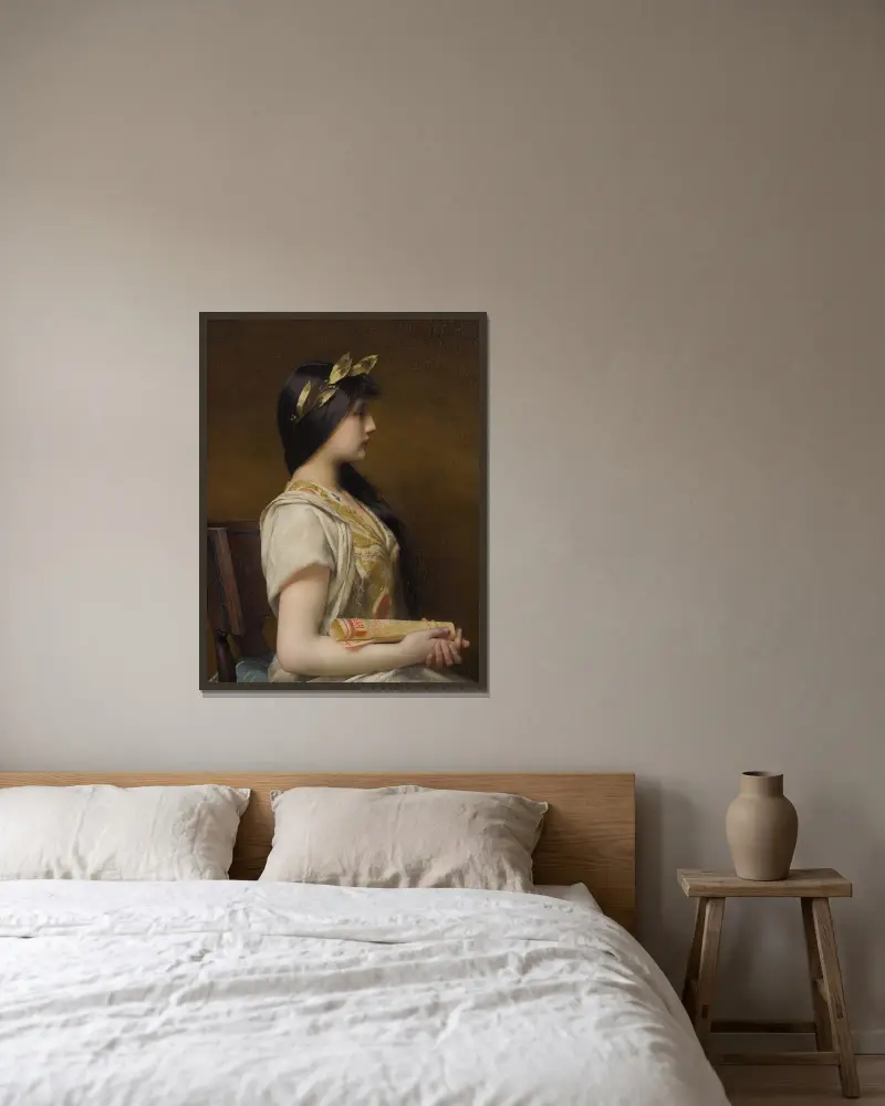 Sappho von Jules Joseph Lefebvre gerahmt an einer Wand