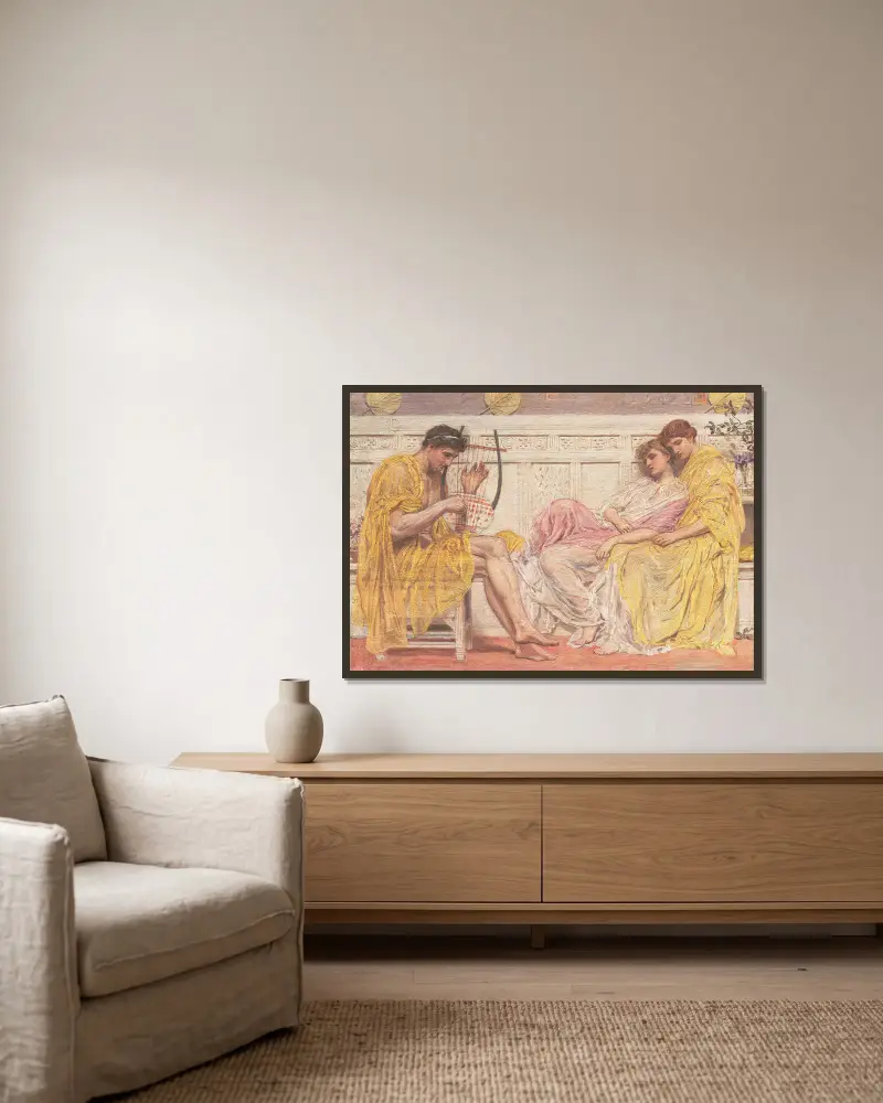 Ein Musiker von Albert Joseph Moore gerahmt an einer Wand