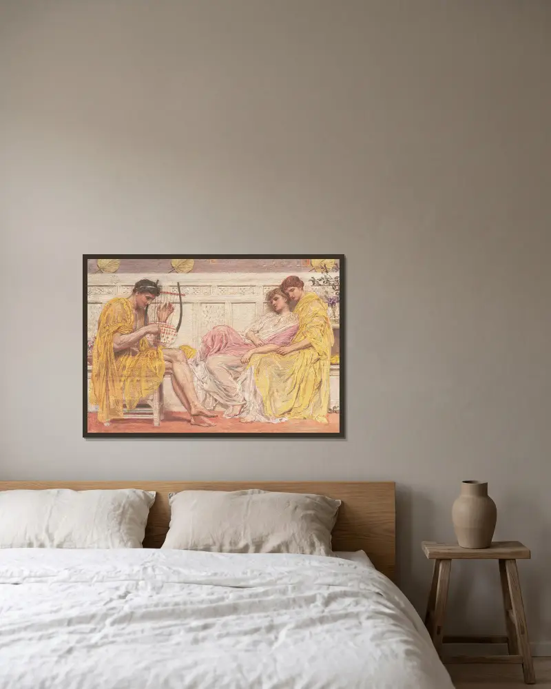 Ein Musiker von Albert Joseph Moore gerahmt an einer Wand