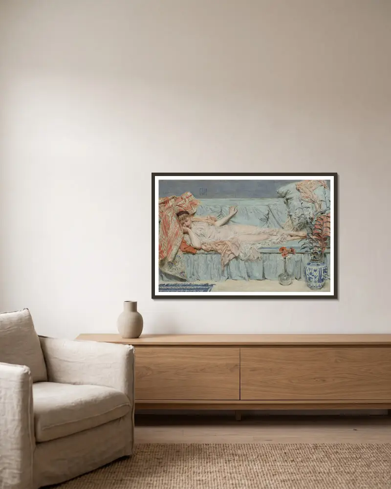 Lilien von Albert Joseph Moore gerahmt an einer Wand