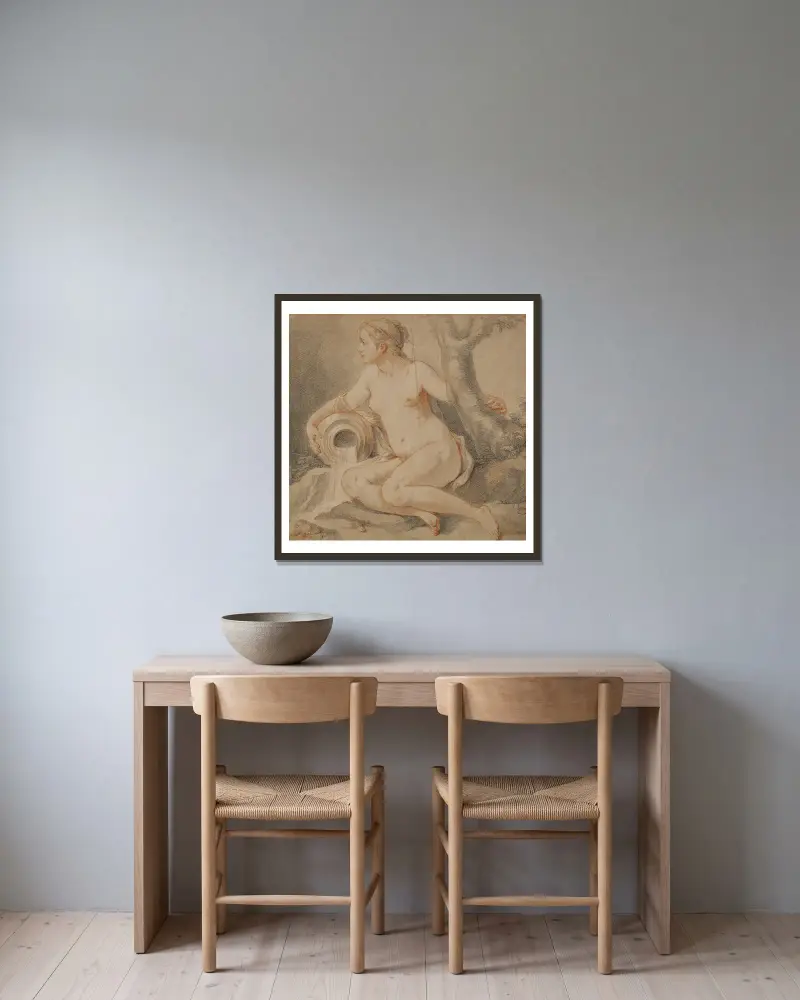 Studie einer Nymphe von Charles-Joseph Natoire gerahmt an einer Wand