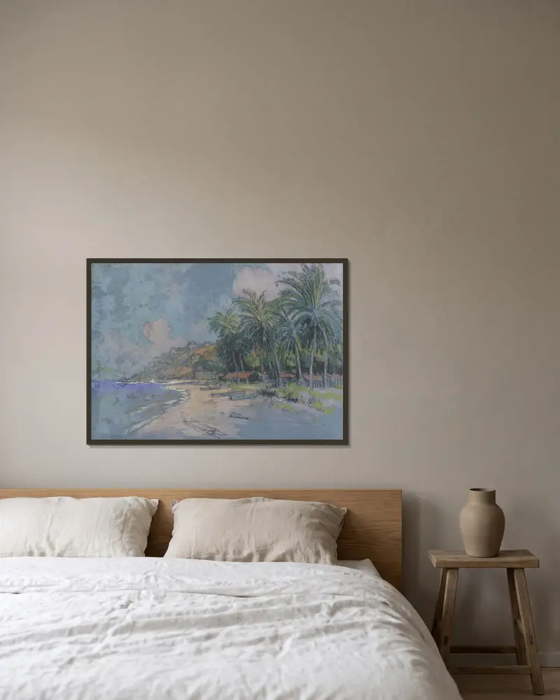 Strand, Acapulco av Joseph Pennell inramad på en vägg