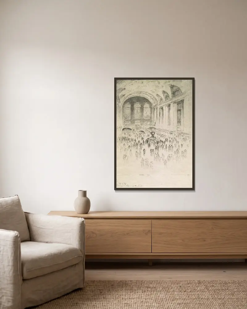Concourse, Grand Central von Joseph Pennell gerahmt an einer Wand
