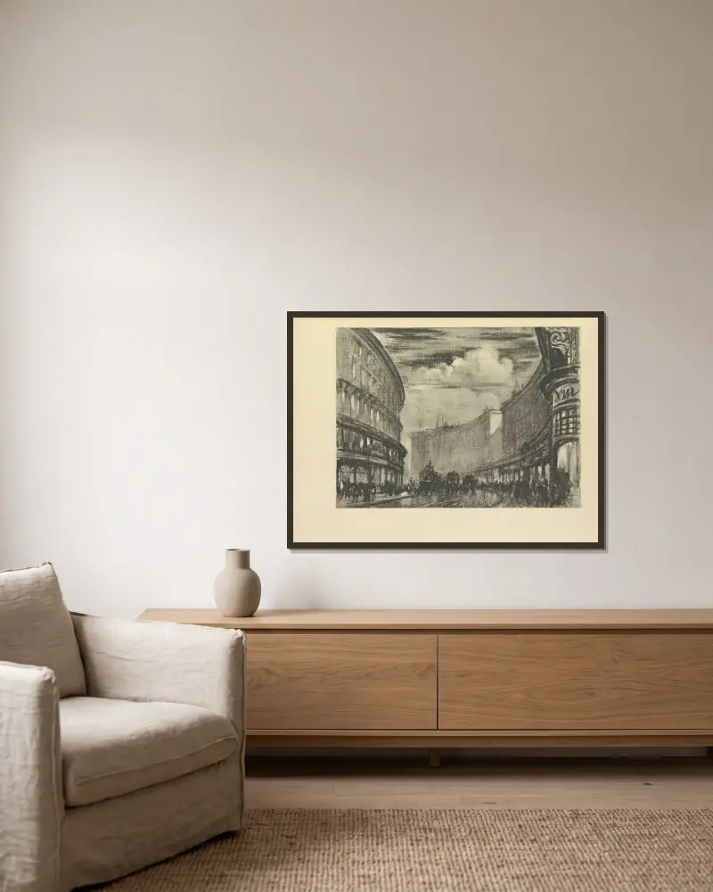 Regent’s Quadrant von Joseph Pennell gerahmt an einer Wand