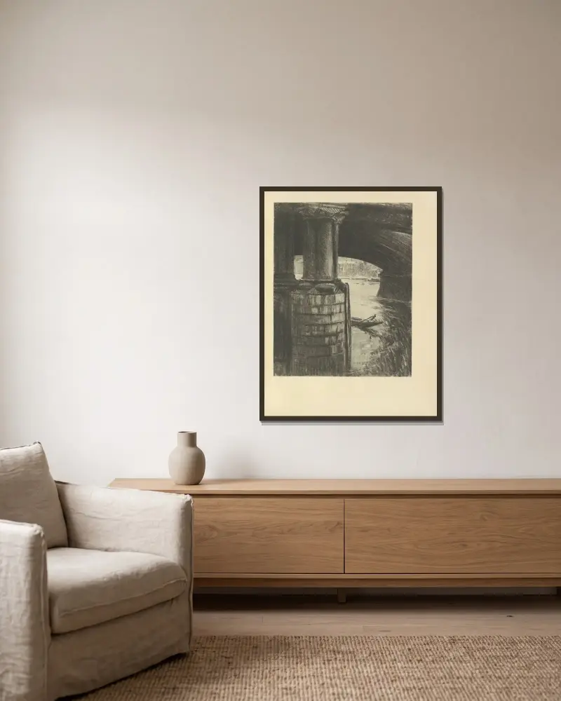Under Blackfriars von Joseph Pennell gerahmt an einer Wand