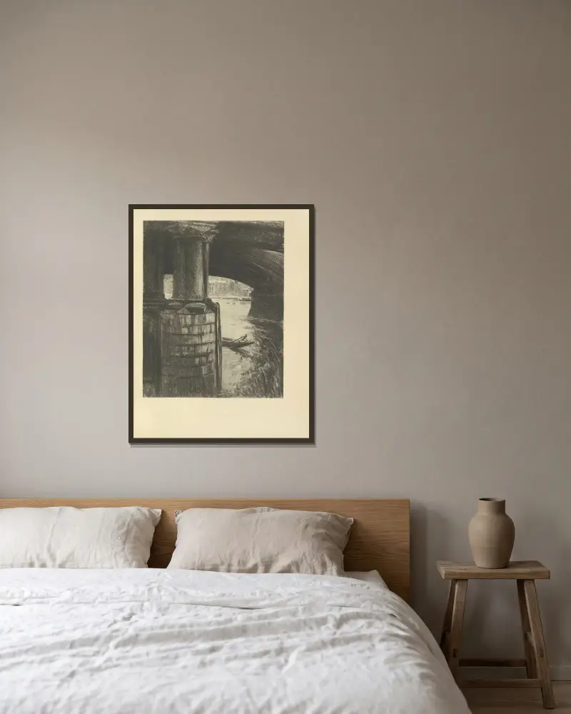Under Blackfriars von Joseph Pennell gerahmt an einer Wand
