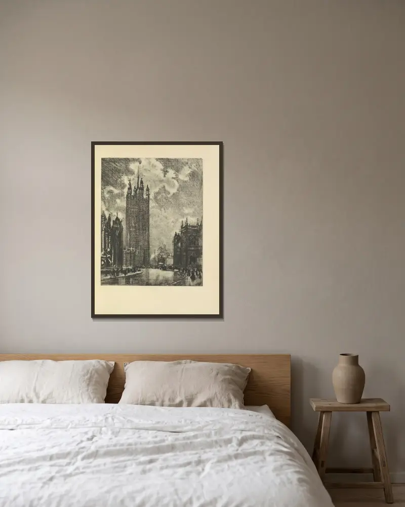 Victoria Tower von Joseph Pennell gerahmt an einer Wand