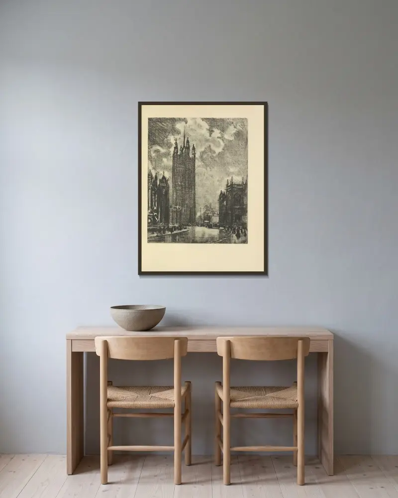 Victoria Tower von Joseph Pennell gerahmt an einer Wand