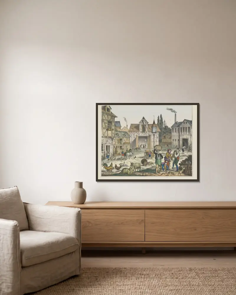 Bauernhof von Joseph Scholz gerahmt an einer Wand