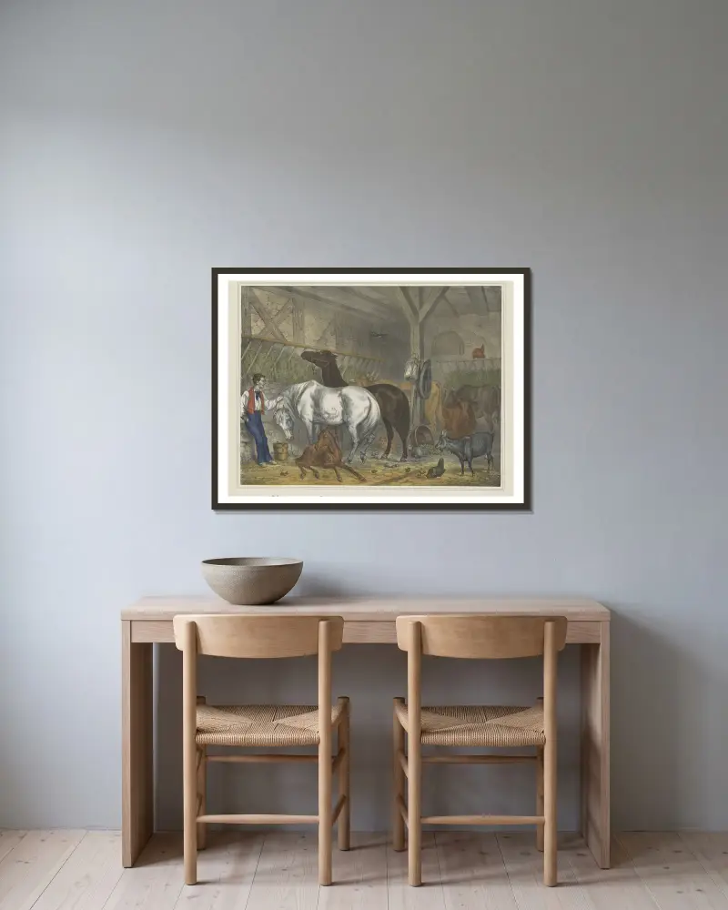 Stall von Joseph Scholz gerahmt an einer Wand