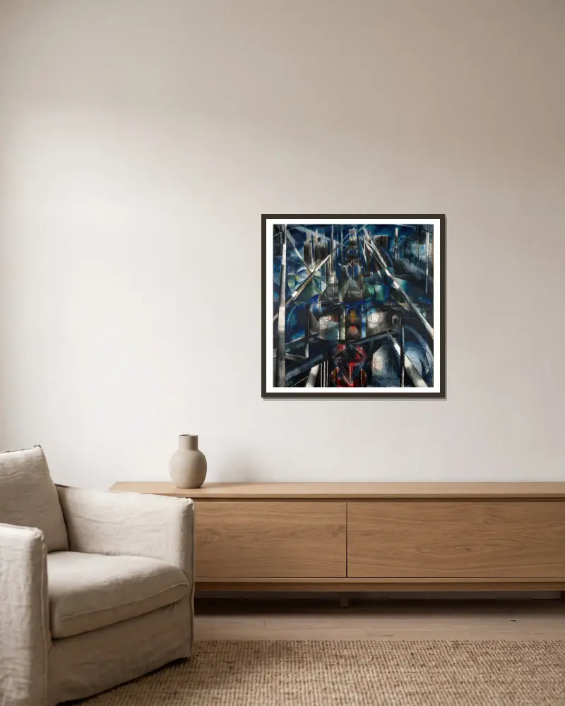 Brooklyn Bridge, 1919 – Nr. 2 von Joseph Stella gerahmt an einer Wand