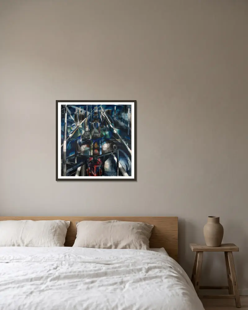 Brooklyn Bridge, 1919 – Nr. 2 von Joseph Stella gerahmt an einer Wand