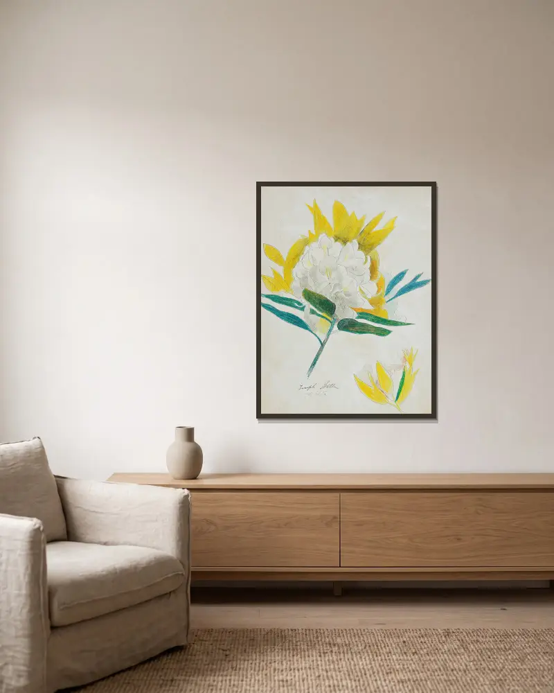 Kaktusblomma, Joseph Stella v rámu na stěně