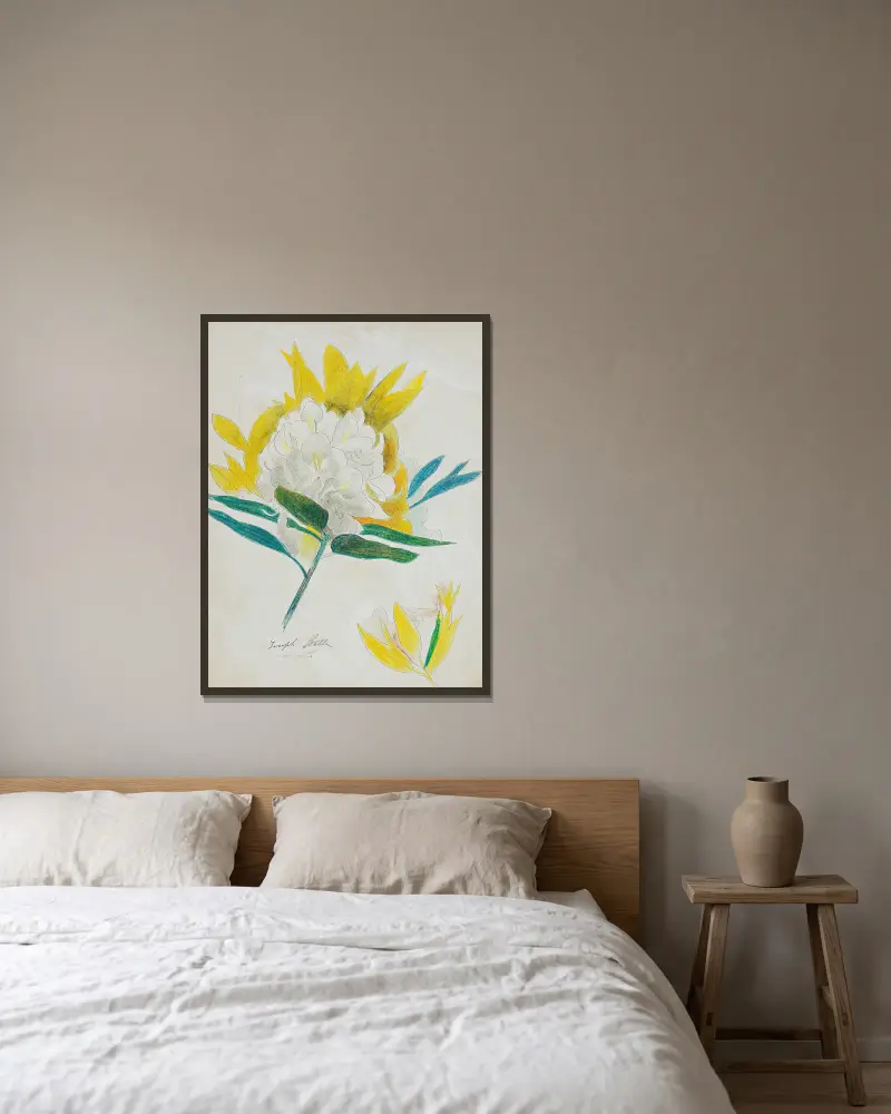 Kaktusblomma, Joseph Stella v rámu na stěně