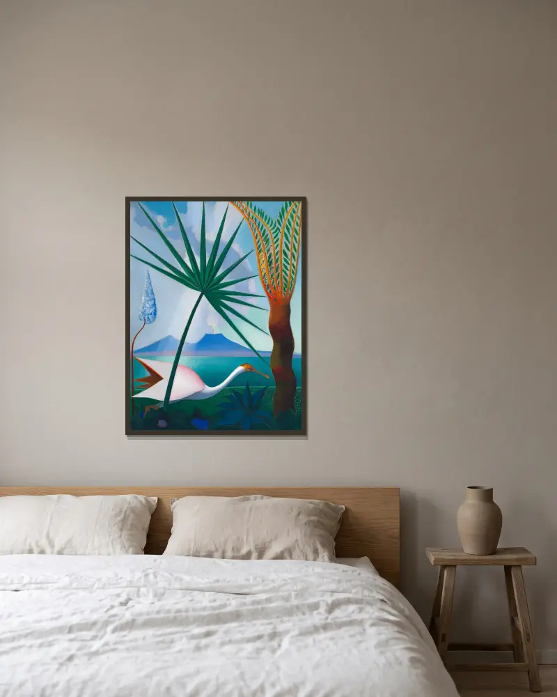 Neapolitanisches Lied von Joseph Stella gerahmt an einer Wand