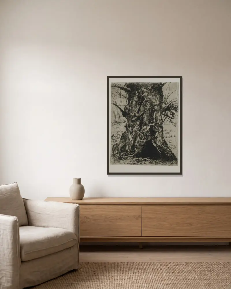 Kmen stromu, Joseph Stella v rámu na stěně