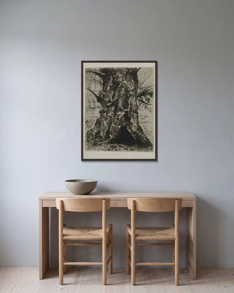 Kmen stromu, Joseph Stella v rámu na stěně
