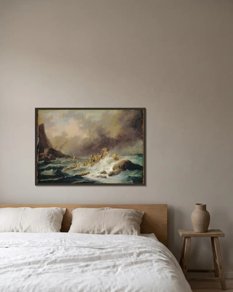 Rozbicie statku, Claude-Joseph Vernet w ramie na ścianie