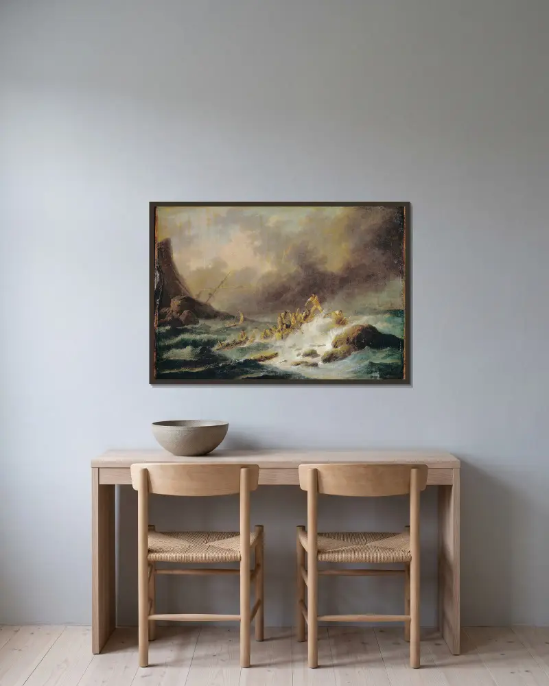 Rozbicie statku, Claude-Joseph Vernet w ramie na ścianie