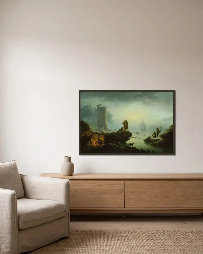 Morgon av Claude-Joseph Vernet inramad på en vägg